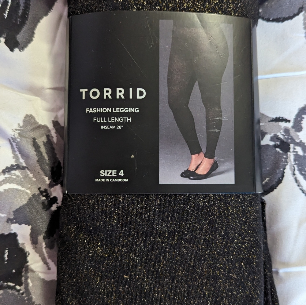 Torrid leggings sparkly gold